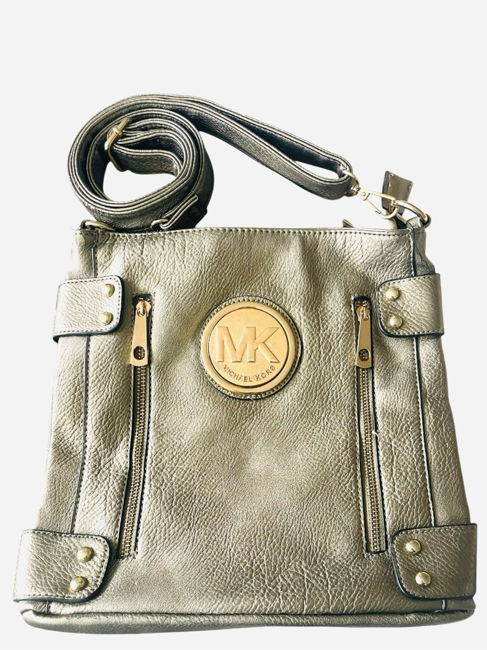 Michael Kors Metallic Golden Bronze  Crossbody with MK Medallion